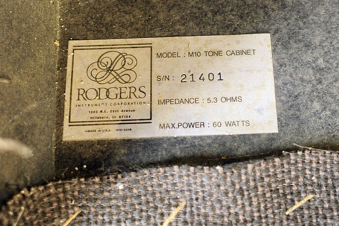 Rodgers M10 tone cabinet 1